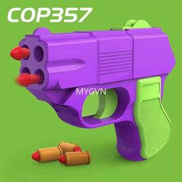 Gun Toys COP357 Carrot Toy Gun Shell Ejection Soft Bullets Launcher Mini Size Manual Firing Portable Pistol Model Children Adult Gift T240513