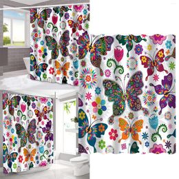 Shower Curtains Butterflies Bathroom Curtain Rings Included Polyester