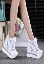 Dress Shoes Classic Women Mesh Platform Sneakers Trainers White 10CM High Heels Wedges Outdoor Breathable Casual WomanDress6622575
