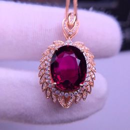 E401 Tourmaline Pendant Fine Jewelry Real 18 K Gold 100 Natural Rubi 71ct Gemstones Diamond Necklace 240511