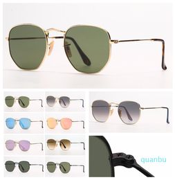 Hexagonal Fashion Sunglasses Mens Womens Sun Glasses Ray Woman Mans Eyeglasses with leather case sliver box and retail pacak3966795