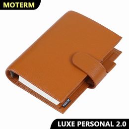 Motem Luxe 2.0 personal size planner with 30mm ring bound with genuine leather pebble grain leather notebook diary Organiser 240506