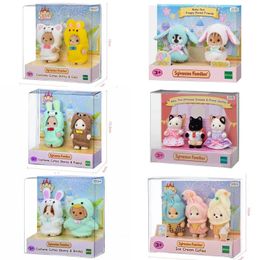 Sylvanian Doll Families Plush Toy Long Ear Rabbit Cross Dress up Baby Doll Set Toy Decoration Cute Gift 240509