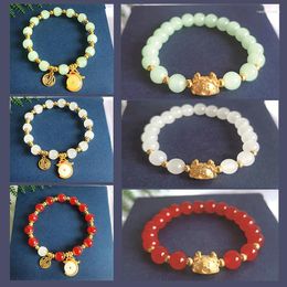 Charm Bracelets 2024 Chinese Style Dragon Year Luck Bracelet Light Luxury Imitation Jade Beads Zodiac For Women Christmas Gift