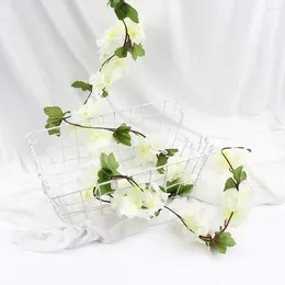 Decorative Flowers Artificial Flower Rattan Wedding Party Supplies Garland Home Decoration Vines Cherry Blossoms Arch Layout