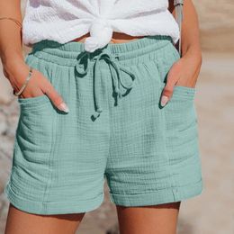 Women's Shorts 2024 Summer Cotton Casual Women Drawstrings Straight Leg Short Pants Ladies Fashion Home Streetwear Beachwear