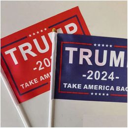 14X21cm Donald Trump 2024 Banner Flags Take America Back Flag With Flagpole Election Decoration Drop Delivery Home Garden Festive Pa pole