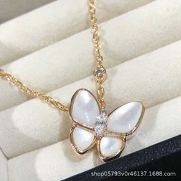 Designer Jewelry Luxury Vanca Accessories v Gold Rose Gold Butterfly Natural White Fritillaria Full Diamond Necklace with Precision 925 Silver Collar Chain