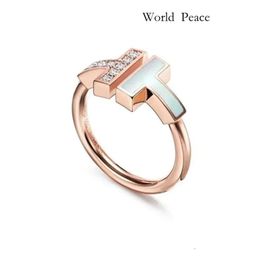 Tiffanyjewelry Designer Jewellery Women Gold Plated Wire For Women Mens Wedding Ring Open With Month-Of-Pearl Diamond Ring Titanium Sier Rose Gold 420