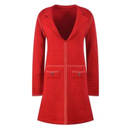 Summer Red Solid Colour Panelled Dress Long Sleeve V-Neck Double Pockets Short Casual Dresses Y4W09232001
