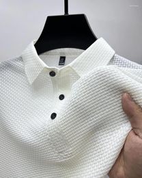 Men's Polos High Quality Mesh Ice Silk T-shirt Top Summer Slip Polo Shirt Solid Colour Short-sleeved Lapel