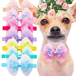 Dog Apparel 10pcs Pet Bow Tie Mix Colours Adjustable Sequin Style Cat Bowties Neckties For Puppy Grooming Accessories Product