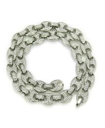 Hip Hop 12mm Gold Silver Colour Plated Iced Out Puff Marine Anchpr Chain Link Bling Necklace for Men 291 J21711013