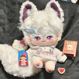 787inch Cute Cotton Doll with Magnetic Big Tail Naked Baby Cosplay Plush Stuffed Customization Figure Gifts To Girls 240510