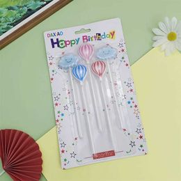 5Pcs Candles Hot Air Balloon White Cloud Happy Birthday Cake Candle Children Creative Cloud Balloon Creative Activity Candle Decoration