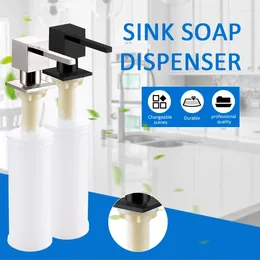 Liquid Soap Dispenser Sink Pump Square Chrome Finish Dispensers For Kitchen Built In Wash Basin Counter Top