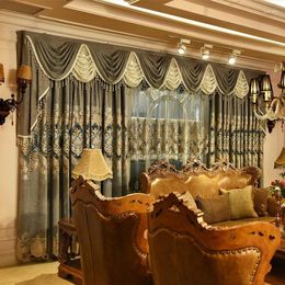 Curtain European-style Curtains For Luxury Living Room Upscale Door Chenille Embroidered Coffee Colour Bedroom Window Villa Valance