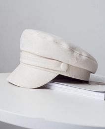 Fashion Spring Summer Military Hat Sailor Hat for Women Black White Flat Top Female Travel Cadet Hat Captain Cap2831297