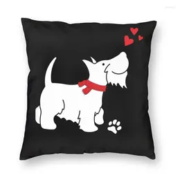 Pillow Vibrant Scottish Terrier Love Cover Decoration 3D Two Side Printed Scottie Dog For Sofa