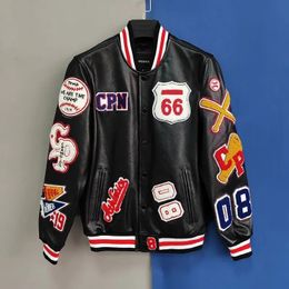 Street Letter Flocking Embroidered Jacket And Coat Men Y2K Harajuku Hip Hop Spliced Motorcycle Baseball Uniform 240511