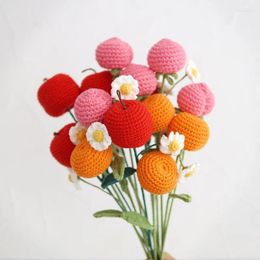 Decorative Flowers Style Finished Hand-Woven Fruit Gift Bouquet Apple Orange Peach Artificial Party Decorations