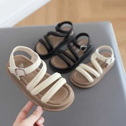 Sandals 2024 Summer New Fashion Comfortable Casual Thick Sole Open Sole Soft Sole Girls Shoes and SandalsL240510