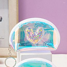 Storage Bags Colorful Shell Cosmetic Bag Transparent Waterproof Laser Glittering Coin Purses Keys Pouch Earphone