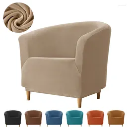 Chair Covers Soft Velvet Single Sofa Cover Stretch Spandex Washable Club Armchair Solid Colour Couch Slipcover For Bar Counter Home 1PC