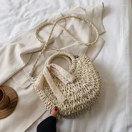 Shoulder Bags Form Summer Straw Bag For Women 2024 Korean Fashion Lady Lace Leisure Holiday Beach Crossbody