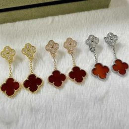 Midrange Charm and Brilliant Jewellery earrings High 925 silver four leaf clover flower with 18K rose with common vanly earrings