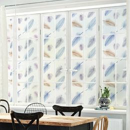 Window Stickers Electrostatic Glass Film Decoration Loop Feather Pattern Privacy Protection Bedroom Home BLT3071