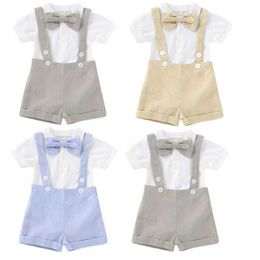Clothing Sets Baby Boomer Generation Childrens Bow Gentleman Set Tie Shirt jumpsuit Wedding Party ClothingL2405