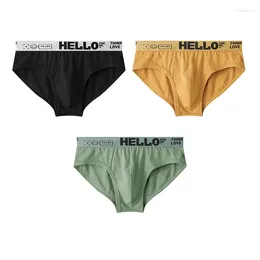 Underpants 3pcs Men's Cotton Briefs Solid Colour Male Sexy Panties Trunks Triangular Bikini Mens Underwear