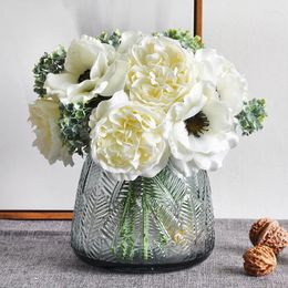 Decorative Flowers 6 PCs Artificial Peony For Wedding Decoration Fake Hand Bouquets Home Living Room Pography Props