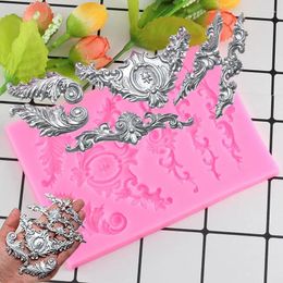 Baking Moulds Scrolls Baroque Feather Crown Corner Silicone Mold Cake Border Fondant Decorating Tool Cookie Chocolate Candy Mould