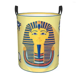 Laundry Bags Dirty Basket Tutankhamun Egyptian Elements Folding Clothing Storage Bucket Toy Home Waterproof Organiser