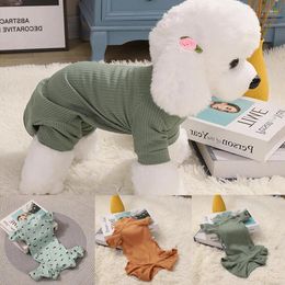 Dog Apparel 1pc Animal Cotton Soft T-shirt Knitted Sweater Pet Jumpsuit Stretchable Overalls Turtleneck Pajamas
