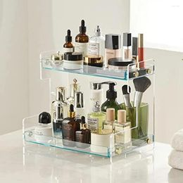 Storage Boxes 2 Tier Bathroom Organizer Countertop Kitchen Spice Rack Cosmetic Shelf Acrylic Tray Waterproof Tiered Art