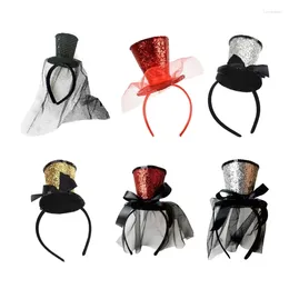 Party Supplies Mini Top Hat Decor Carnival Hair Accessories Women Students Live Broadcast Hairband Sequins Headbands Colourful Hoop