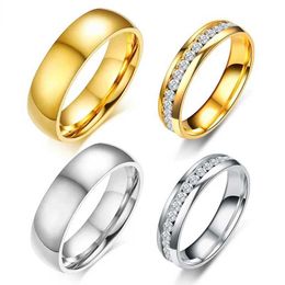 Wedding Rings Gold and silver wedding rings mens jewelry stainless steel engagement couple anniversary gifts amazing prices Q240511