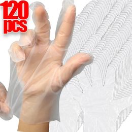 Disposable Gloves 120-40PCS Transparent Glove Food Grade Plastic Eco-friendly Cleaning Non-Slip DIY Cooking Kitchen Accessories