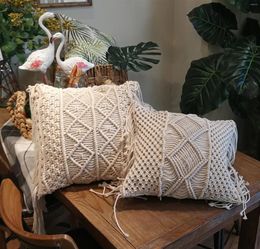 Pillow Bohemian Hand-woven Macrame Cotton Cover