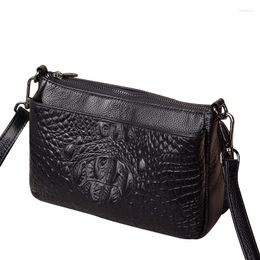 Evening Bags Women's Messenger Shoulder Bag 2024 Fashion Genuine Cowhide Leather Crocodile Pattern Female Handbag Ladies Day Clutch