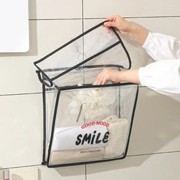 Storage Boxes Moisture-proof Bathroom Caddy Transparent Wall Hanging Bag With Cellphone Compartment Hook Capacity For Clothes