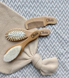 Party Favour Personalised Wooden Baby Hair Brush Set Custom Hairbrush Comb Shower Gift Born Keepsake