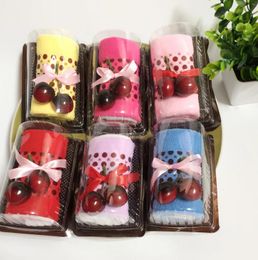 Party Favour 1pc Washing Towel Cherry Cake Sandwich Swiss Roll Shape Hand Washcloth Wedding Gifts Birthday Gift