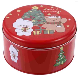 Storage Bottles Christmas Tin Box Cookie Lid Sugar Case Tinplate Candy Jar Supplies Holder Containers