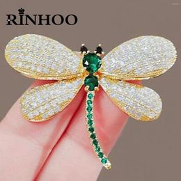 Brooches Rinhoo Full Rhinestone Dragonfly For Women Fashion Green Zircon Insect Clothes Collar Pins Luxury Animal Badges Jewelry