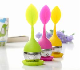 silicone tea infuser Leaf Silicone Infuser Food Grade make tea bag Philtre creative Stainless Steel Tea Strainers DHL 142 G25873120