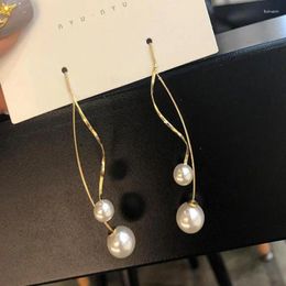 Dangle Earrings 925 Sterling Silver Pearl Geometric For Women Girl Fashion Long Tassel Design Jewelry Party Gift Drop